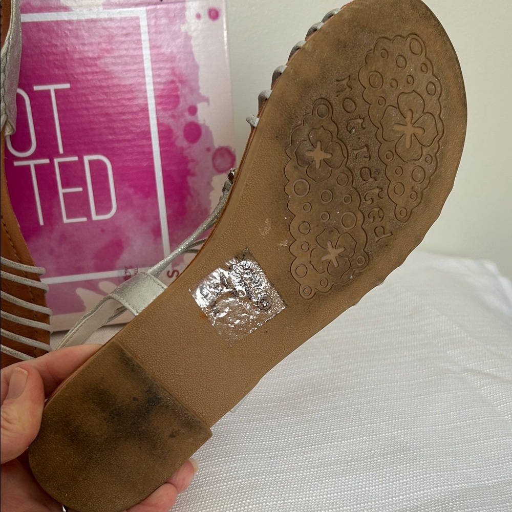 Not Rated Silver Rhinestone Multi-Strap Slingback Sandals - Picture 5 of 6